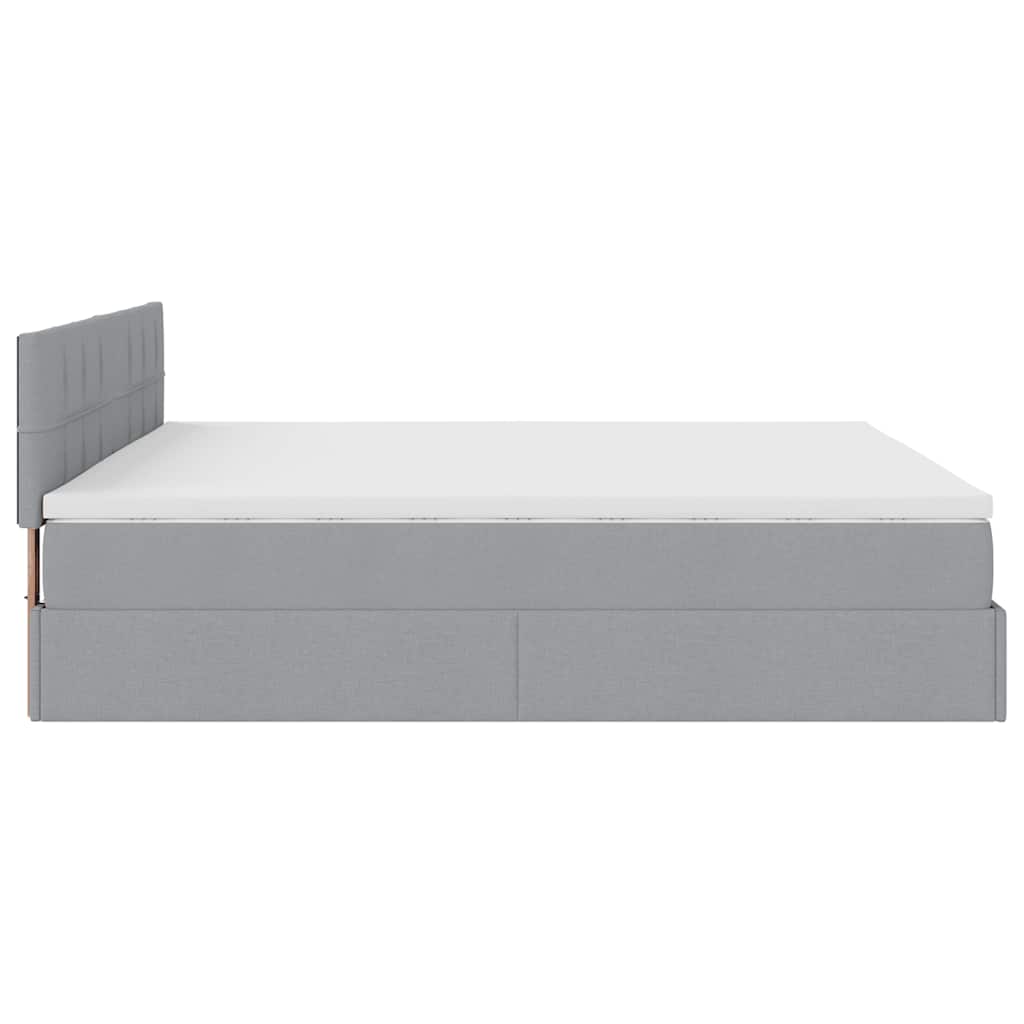 Pouf Letto con Materasso Grigio Chiaro 160x200 cm in Tessuto | homemem39
