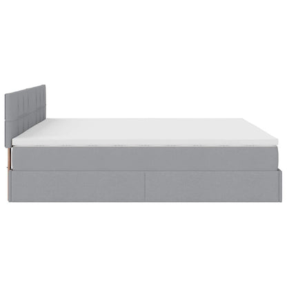 Pouf Letto con Materasso Grigio Chiaro 160x200 cm in Tessuto | homemem39
