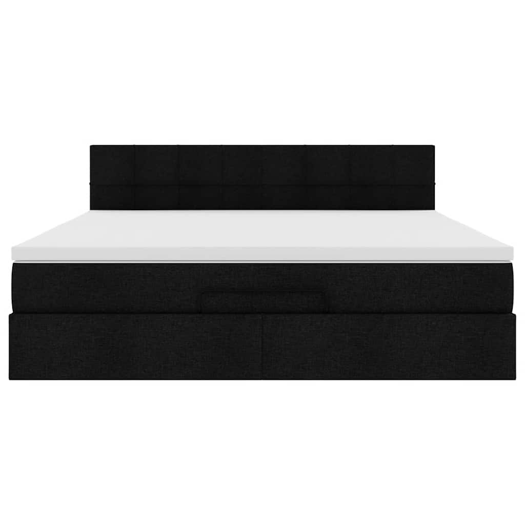 Struttura Letto Pouf con Materasso Nero 160x200 cm in Tessuto | homemem39