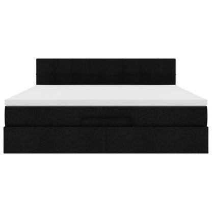 Struttura Letto Pouf con Materasso Nero 160x200 cm in Tessuto | homemem39