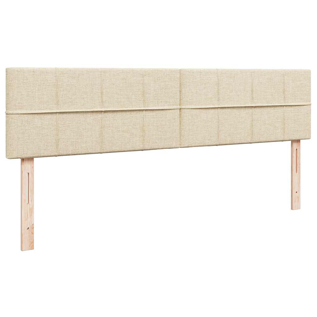 Struttura Letto Pouf con Materasso Crema 160x200 cm in Tessuto | homemem39