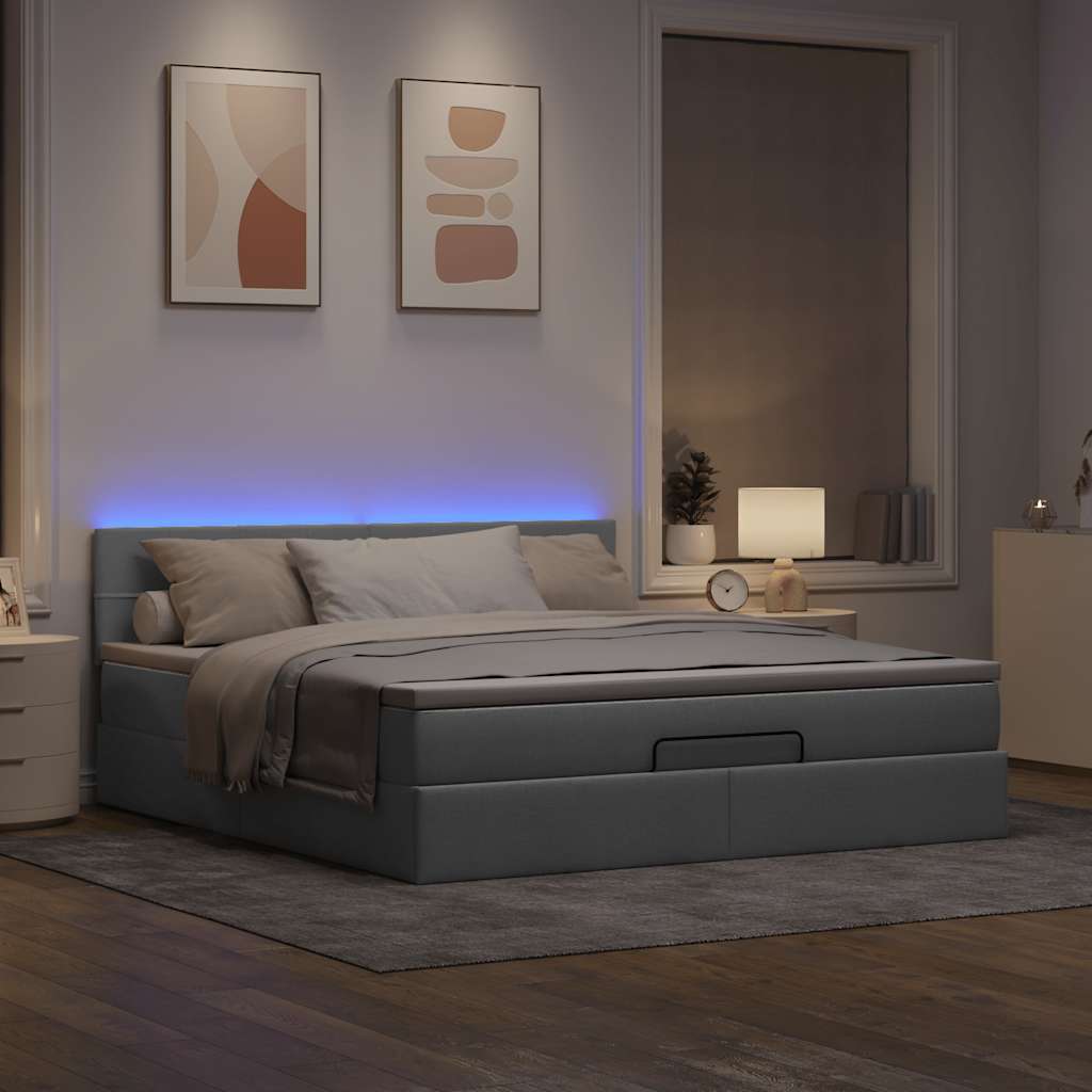 Pouf Letto con Materasso e LED Grigio Chiaro 180x200cm Tessuto - homemem39