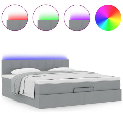 Pouf Letto con Materasso e LED Grigio Chiaro 180x200cm Tessuto - homemem39