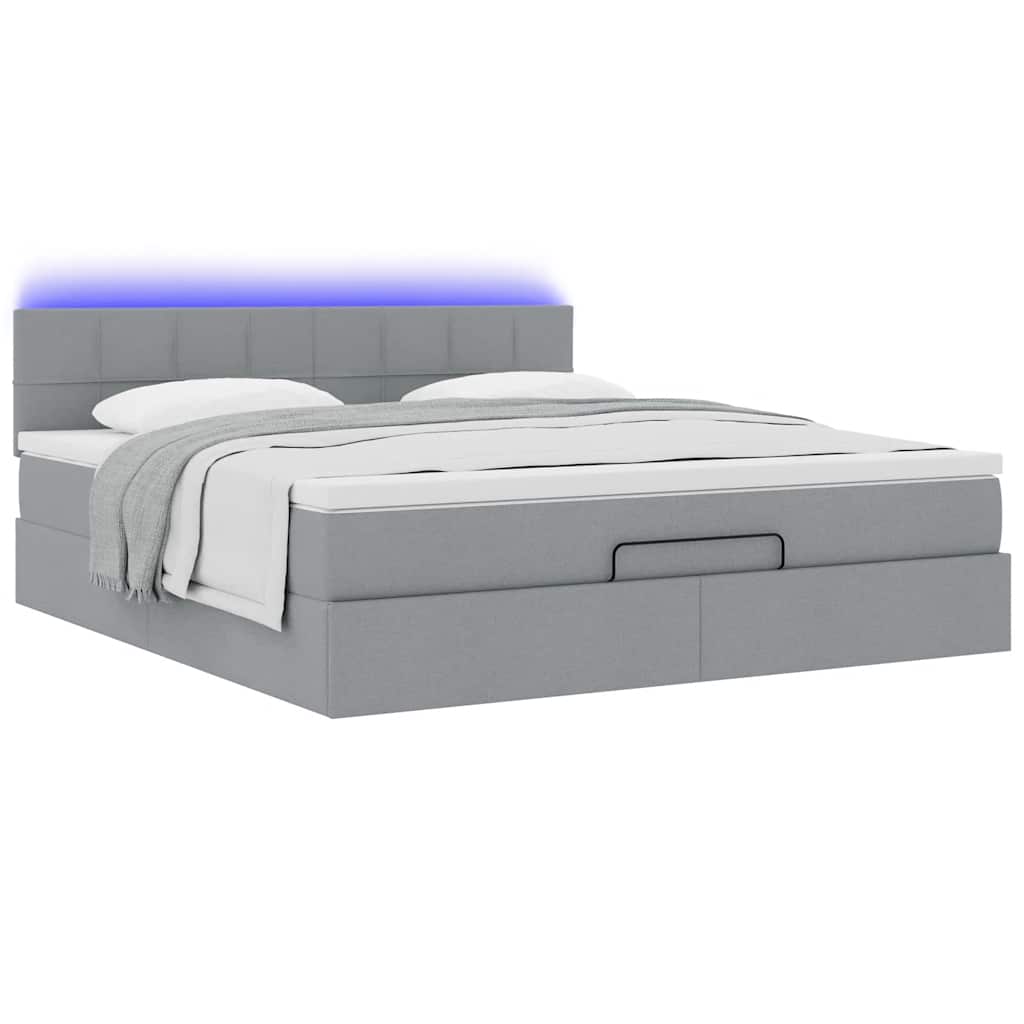Pouf Letto con Materasso e LED Grigio Chiaro 180x200cm Tessuto - homemem39