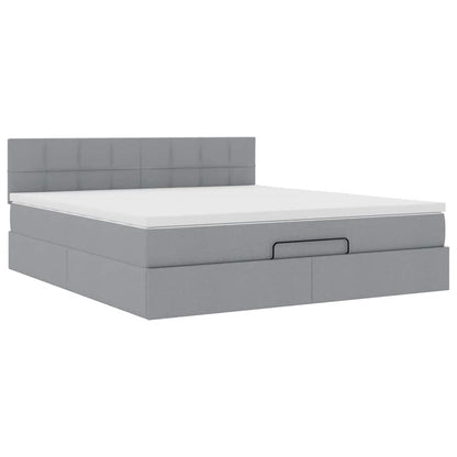 Pouf Letto con Materasso e LED Grigio Chiaro 180x200cm Tessuto - homemem39