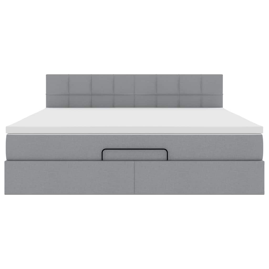 Pouf Letto con Materasso e LED Grigio Chiaro 180x200cm Tessuto - homemem39