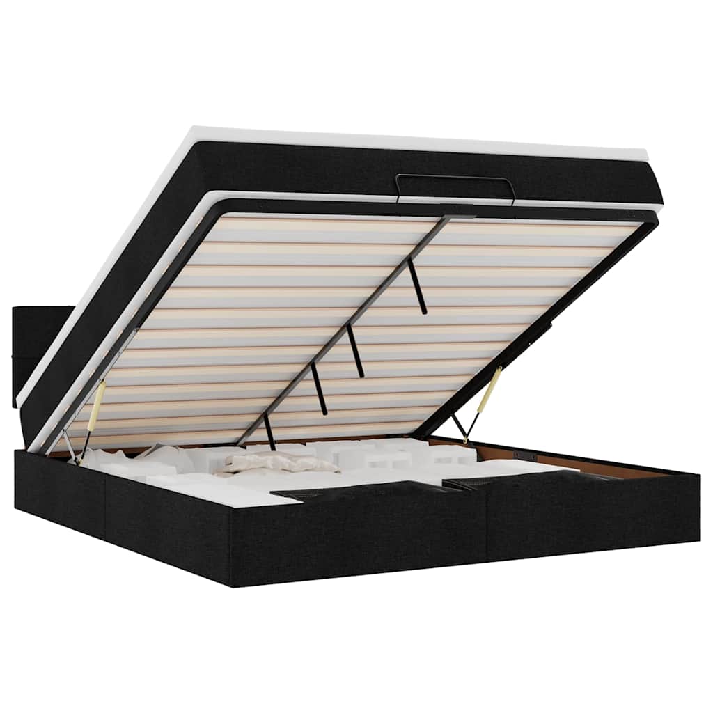 Pouf Letto con Materasso e LED Nero 180x200cm Tessuto | homemem39