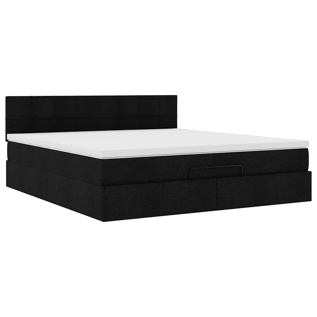 Pouf Letto con Materasso e LED Nero 180x200cm Tessuto | homemem39