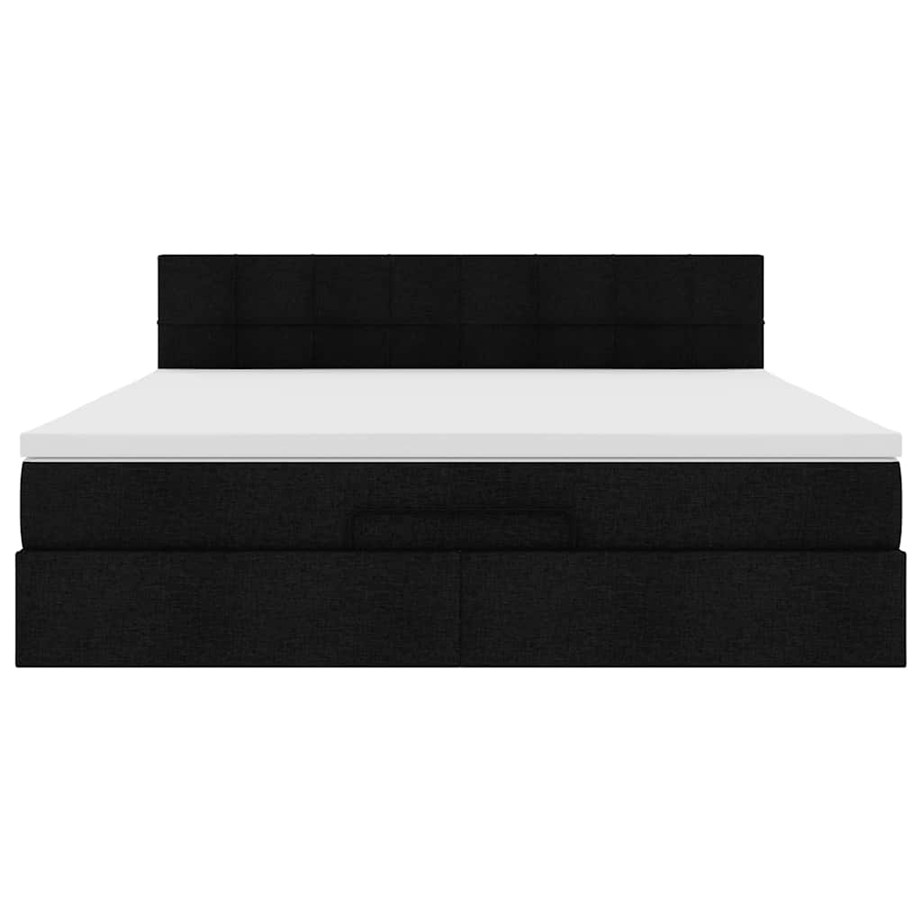 Pouf Letto con Materasso e LED Nero 180x200cm Tessuto | homemem39