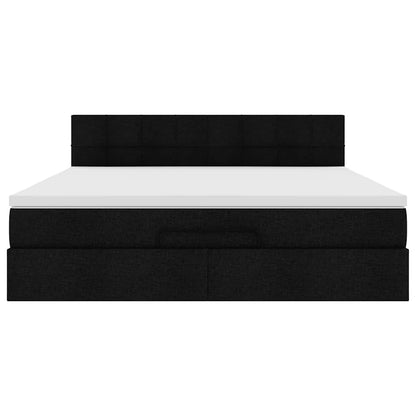 Pouf Letto con Materasso e LED Nero 180x200cm Tessuto | homemem39