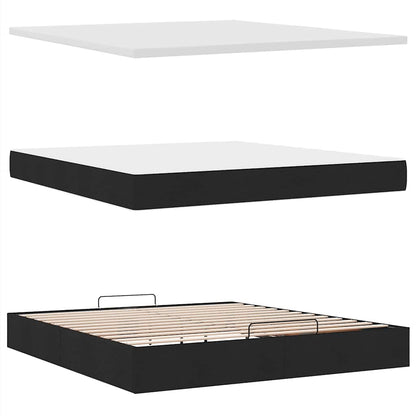 Pouf Letto con Materasso e LED Nero 180x200cm Tessuto | homemem39