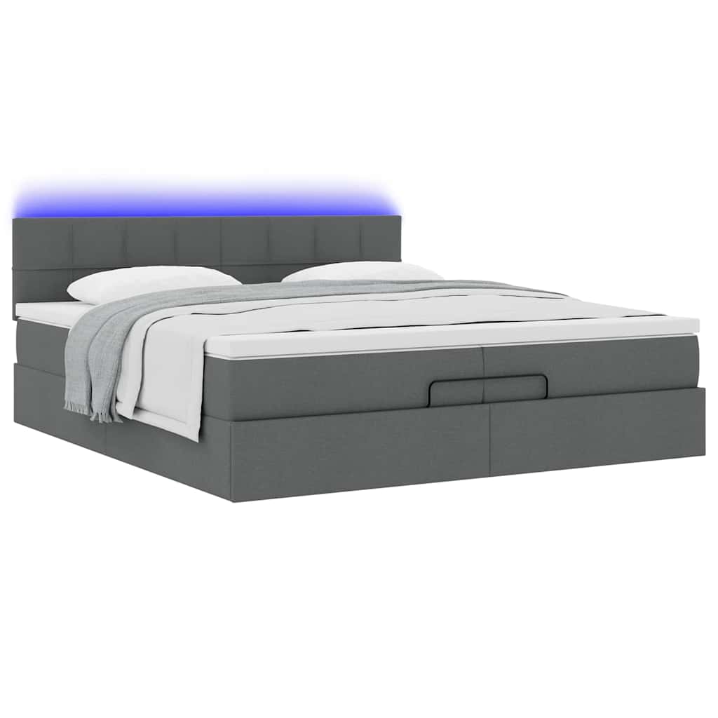 Struttura Letto Pouf con Materassi 200x200 cm in Tessuto | homemem39