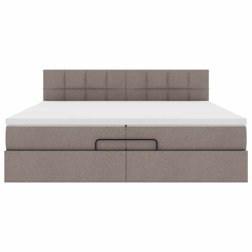 Struttura Letto Pouf con Materassi Tortora 200x200 cm Tessuto | homemem39