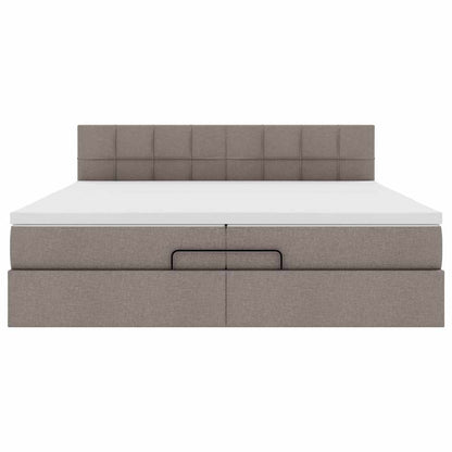 Struttura Letto Pouf con Materassi Tortora 200x200 cm Tessuto | homemem39