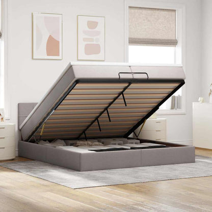 Struttura Letto Pouf con Materassi Tortora 200x200 cm Tessuto | homemem39
