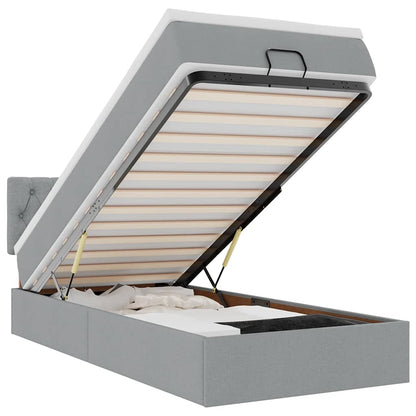 Pouf Letto con Materasso e LED Grigio Chiaro 80x200cm Tessuto