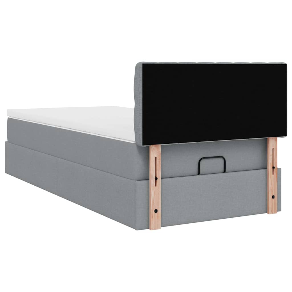 Pouf Letto con Materasso e LED Grigio Chiaro 80x200cm Tessuto