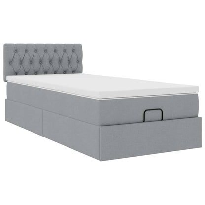 Pouf Letto con Materasso e LED Grigio Chiaro 80x200cm Tessuto