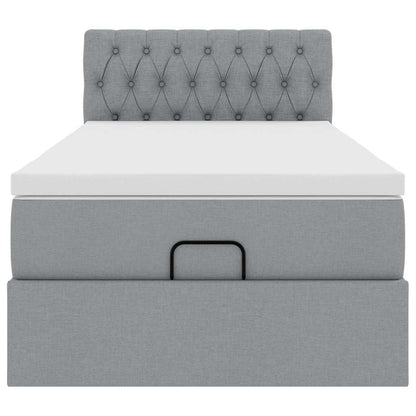 Pouf Letto con Materasso e LED Grigio Chiaro 80x200cm Tessuto
