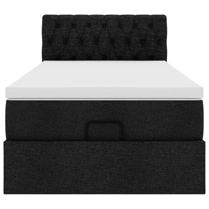 Struttura Letto Pouf con Materasso Nero 90x190 cm in Tessuto | homemem39