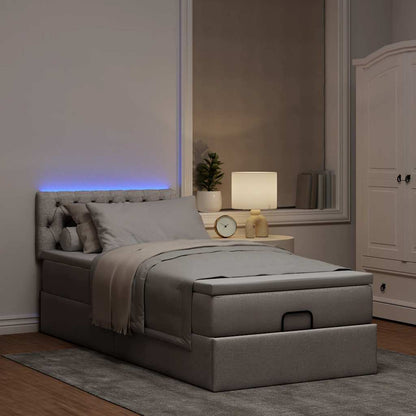 Struttura Letto Pouf con Materasso Tortora 90x190 cm in Tessuto | homemem39