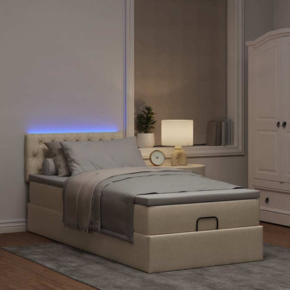 Struttura Letto Pouf con Materasso Crema 90x190 cm in Tessuto | homemem39