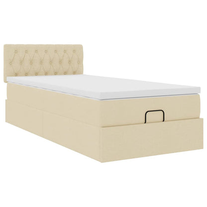 Struttura Letto Pouf con Materasso Crema 90x190 cm in Tessuto | homemem39