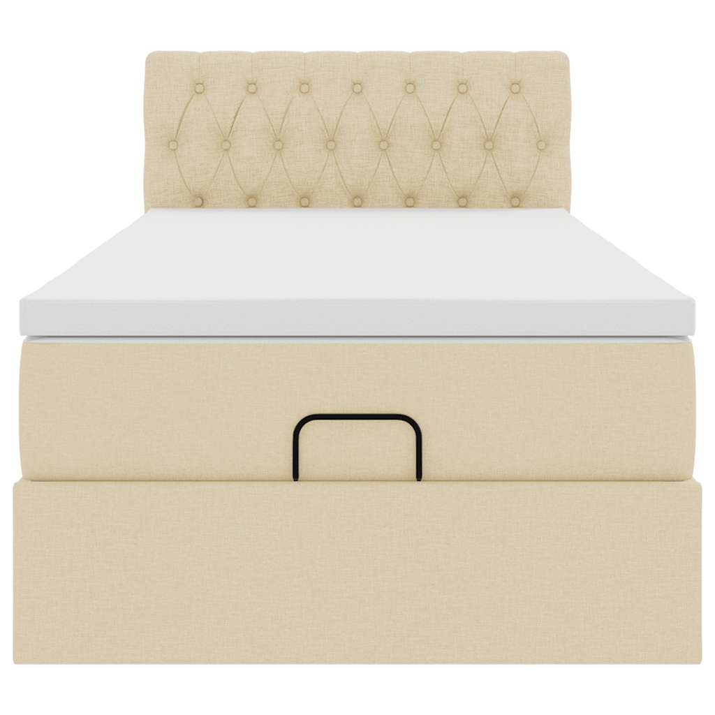 Struttura Letto Pouf con Materasso Crema 90x190 cm in Tessuto | homemem39