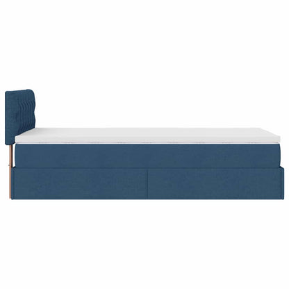 Struttura Letto Pouf con Materasso Blu 90x190 cm in Tessuto | homemem39
