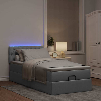 Pouf Letto con Materasso e LED Grigio Chiaro 90x200 cm Tessuto - homemem39