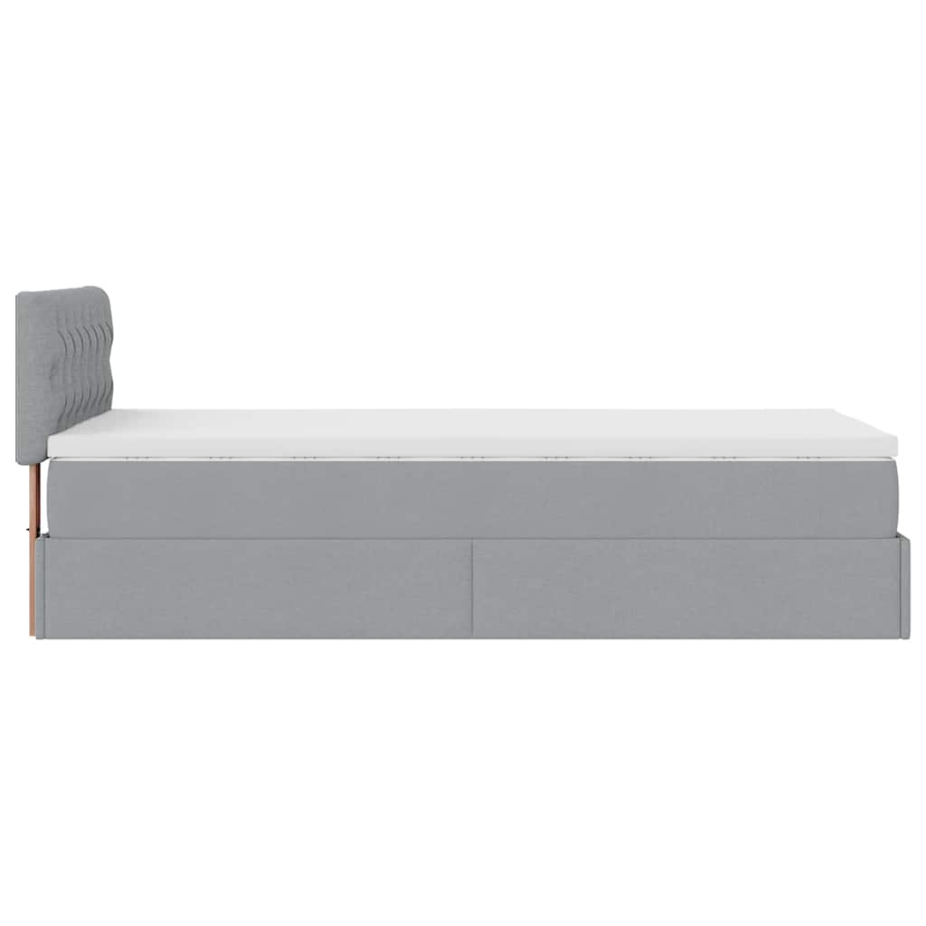 Pouf Letto con Materasso e LED Grigio Chiaro 90x200 cm Tessuto - homemem39