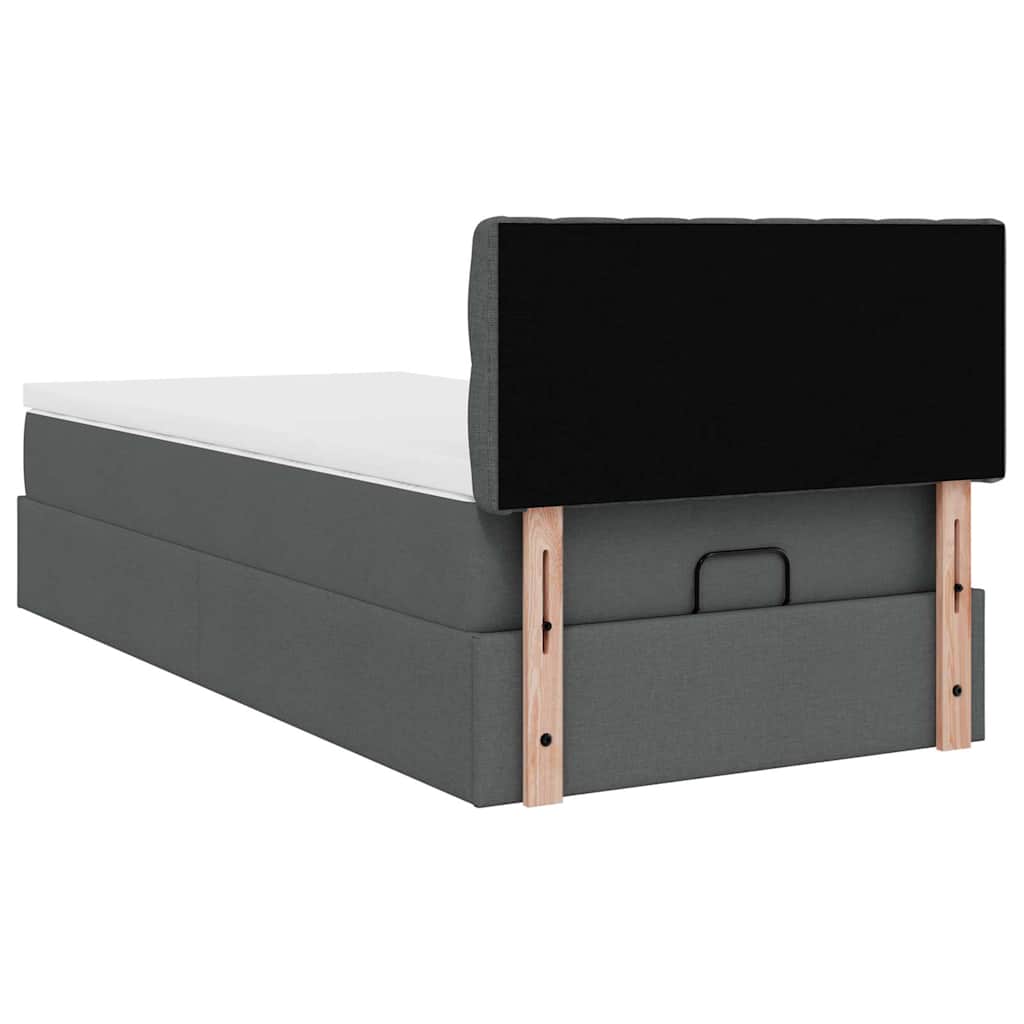 Pouf Letto con Materasso e LED Grigio Scuro 90x200 cm Tessuto