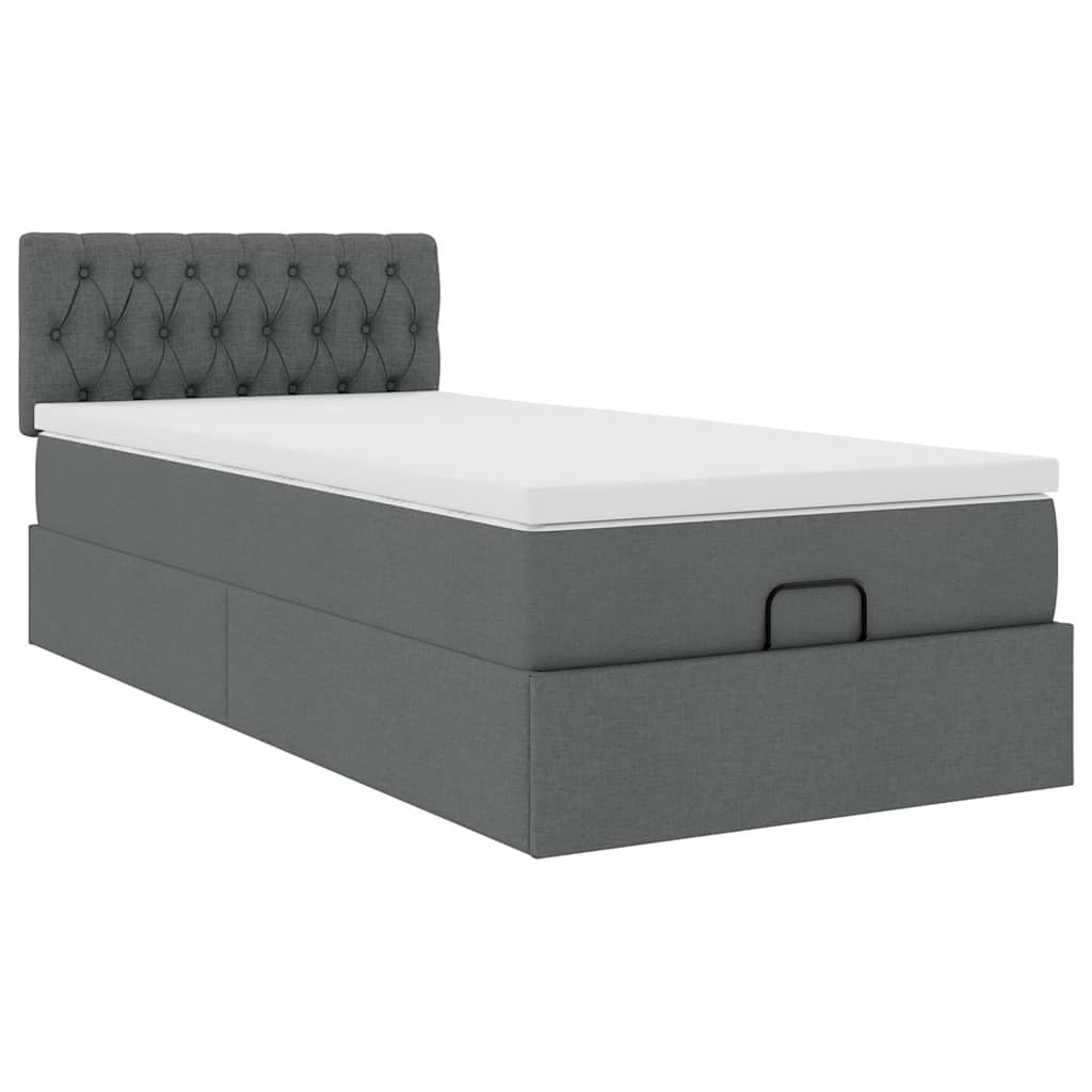 Pouf Letto con Materasso e LED Grigio Scuro 90x200 cm Tessuto - homemem39