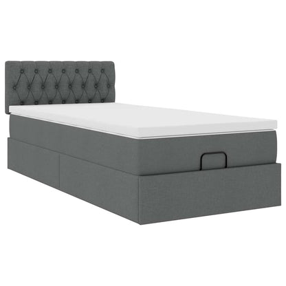 Pouf Letto con Materasso e LED Grigio Scuro 90x200 cm Tessuto - homemem39