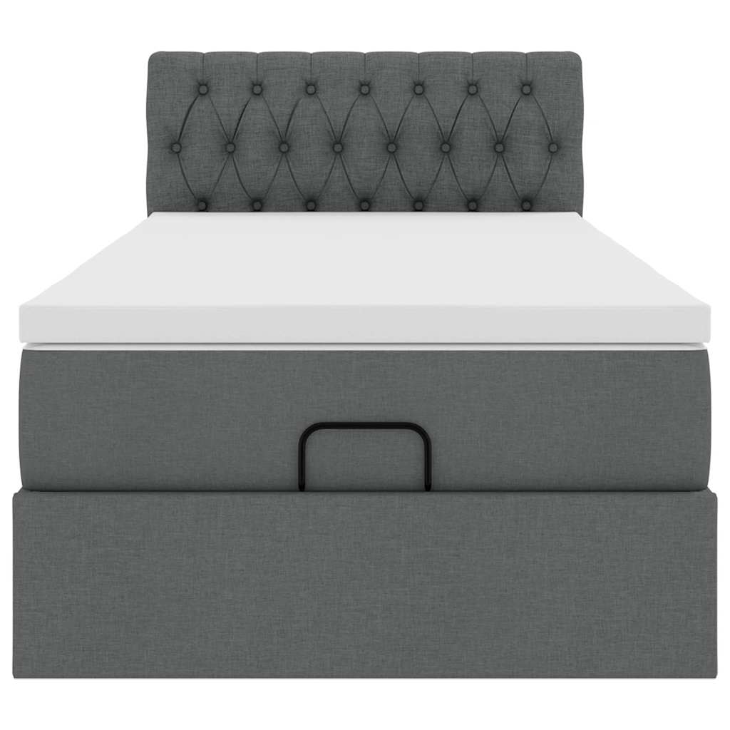 Pouf Letto con Materasso e LED Grigio Scuro 90x200 cm Tessuto - homemem39