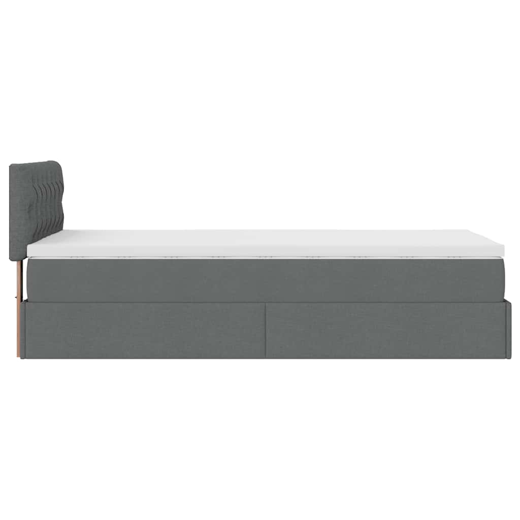 Pouf Letto con Materasso e LED Grigio Scuro 90x200 cm Tessuto - homemem39