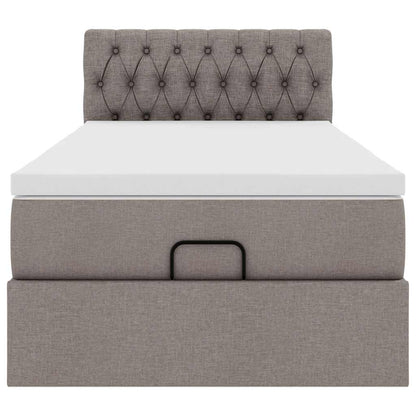 Pouf Letto con Materasso e LED Tortora 90x200 cm in Tessuto