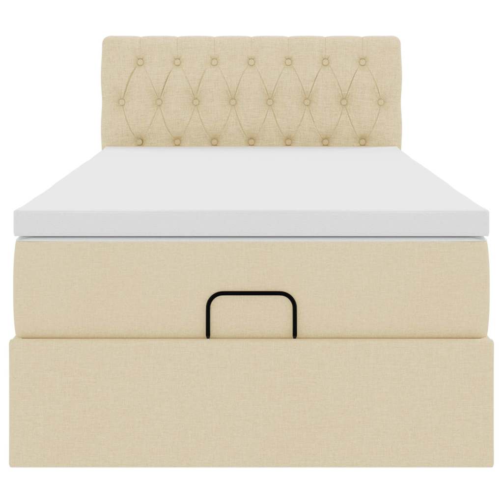 Pouf Letto con Materasso e LED Crema 90x200 cm in Tessuto | homemem39