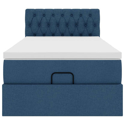 Pouf Letto con Materasso e LED Blu 90x200 cm in Tessuto | homemem39