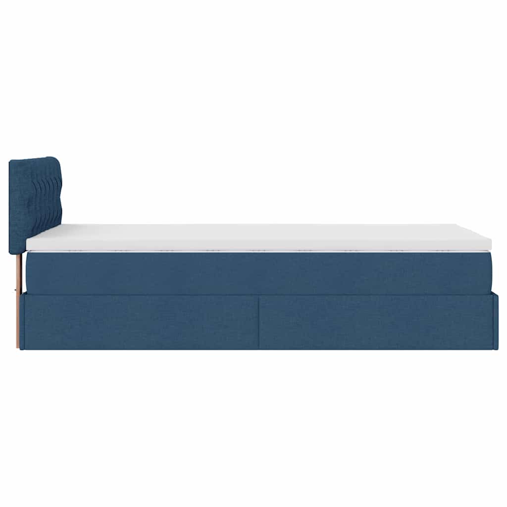 Pouf Letto con Materasso e LED Blu 90x200 cm in Tessuto | homemem39