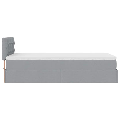 Pouf Letto con Materasso Grigio Chiaro 100x200 cm in Tessuto - homemem39