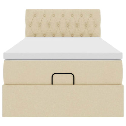 Pouf Letto con Materasso Crema 100x200 cm in Tessuto