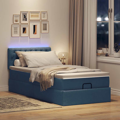 Pouf Letto con Materasso e LED Blu 100x200 cm in Tessuto | homemem39