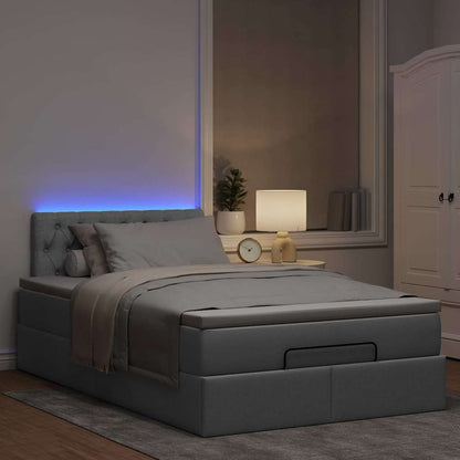 Pouf Letto con Materasso Grigio Chiaro 120x190 cm in Tessuto | homemem39
