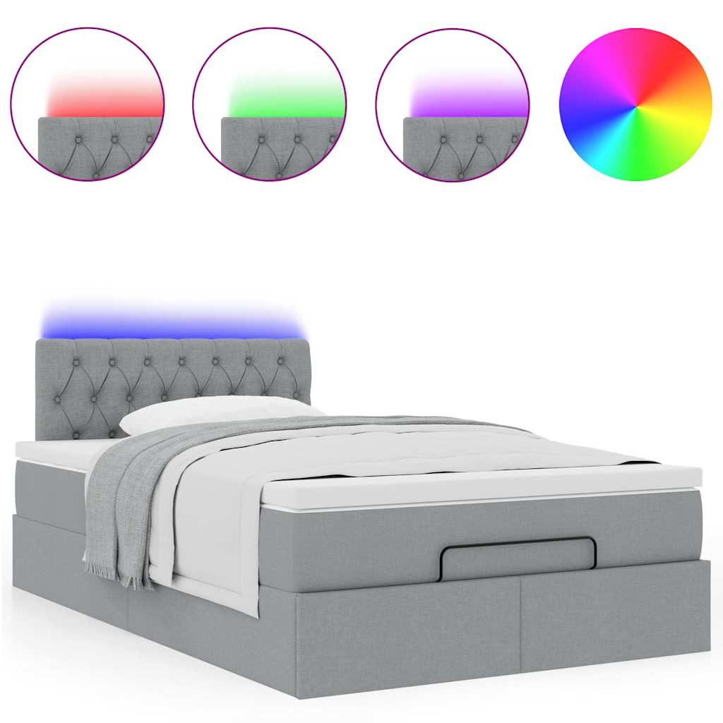 Pouf Letto con Materasso Grigio Chiaro 120x190 cm in Tessuto | homemem39