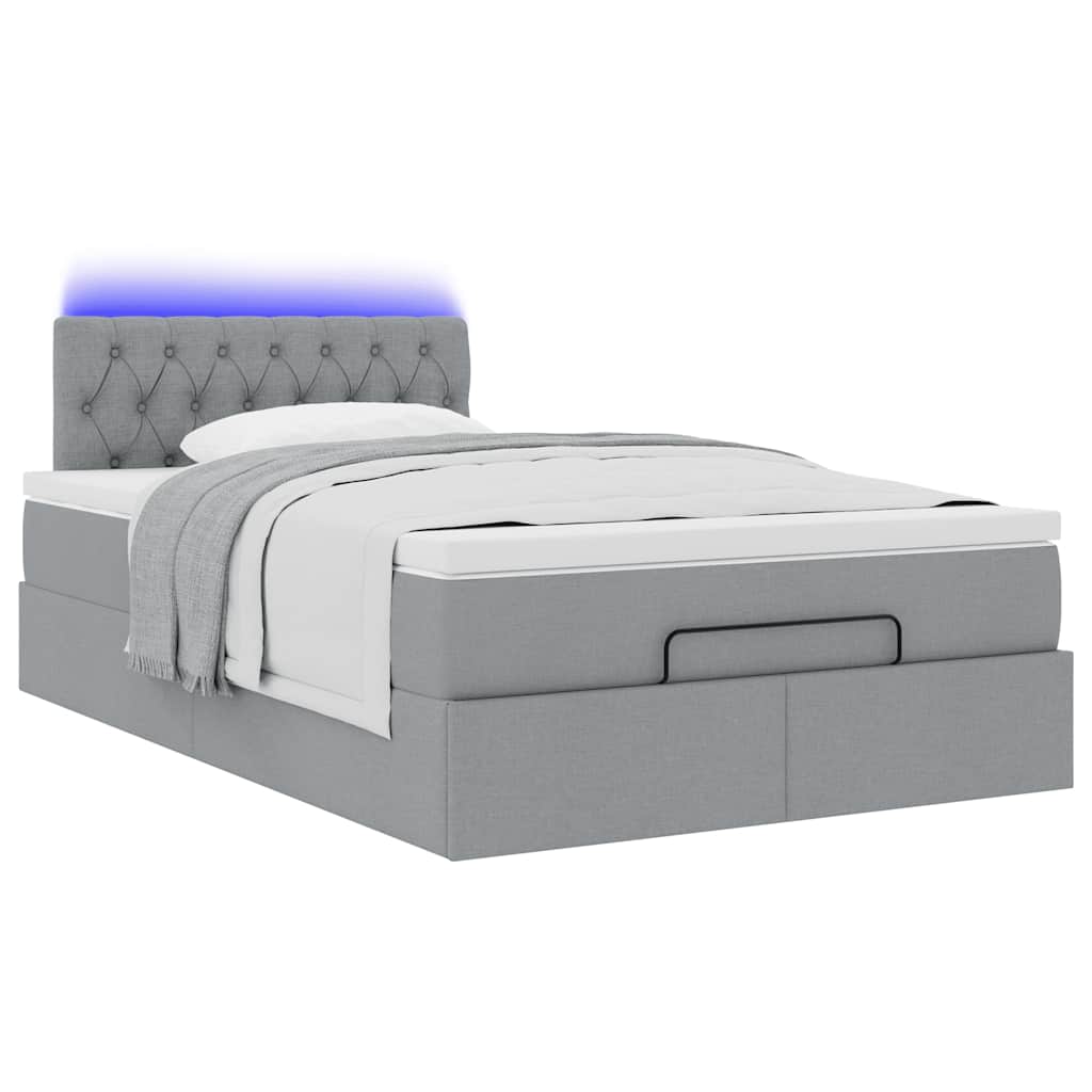 Pouf Letto con Materasso Grigio Chiaro 120x190 cm in Tessuto | homemem39
