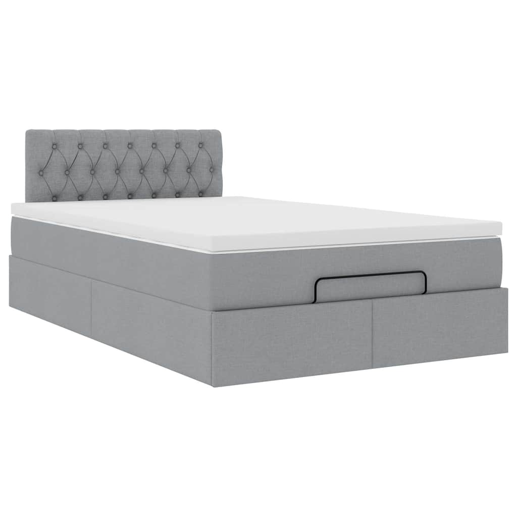 Pouf Letto con Materasso Grigio Chiaro 120x190 cm in Tessuto | homemem39