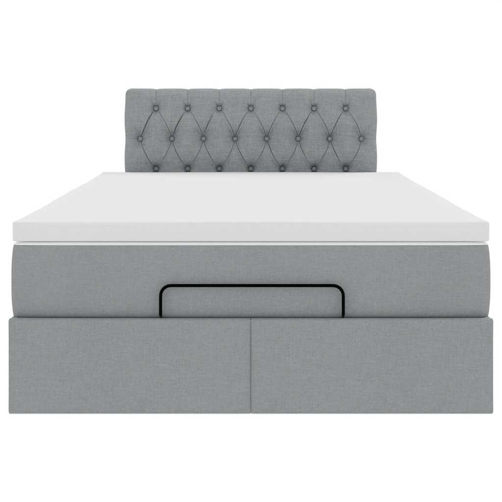 Pouf Letto con Materasso Grigio Chiaro 120x190 cm in Tessuto | homemem39