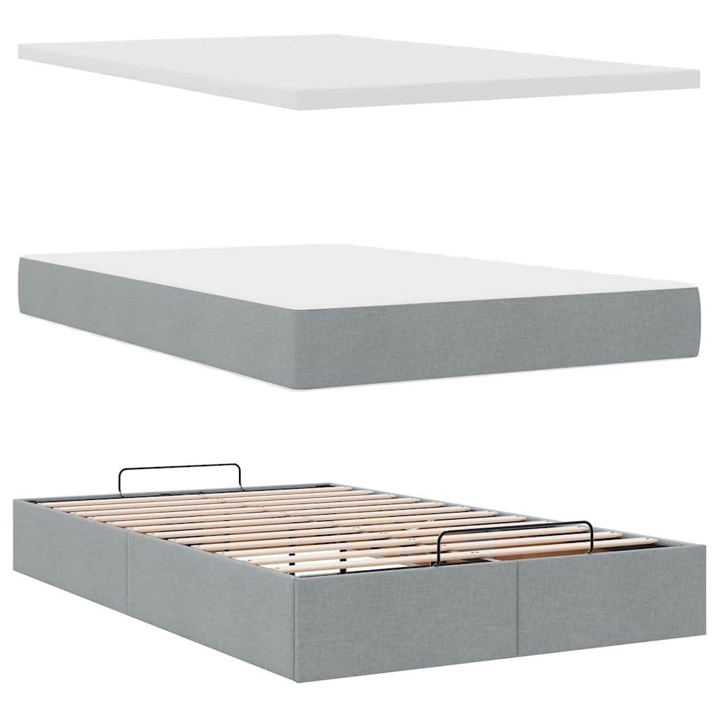Pouf Letto con Materasso Grigio Chiaro 120x190 cm in Tessuto | homemem39