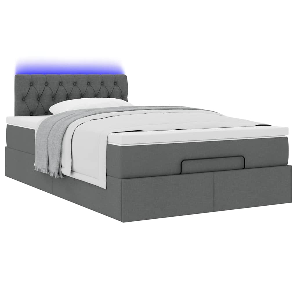 Pouf Letto con Materasso e LED Grigio Scuro 120x190 cm Tessuto | homemem39